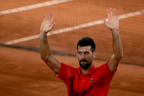 Serbia's Novak Djokovic waves to the crowd after losing his men's singles semi-final against Italy's Jannik Sinner in French Open on Friday.