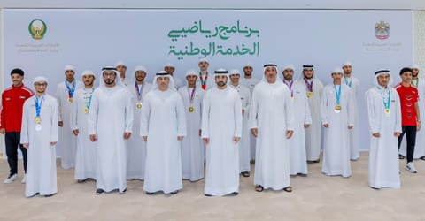 Sheikh Hamdan bin Mohammed bin Rashid Al Maktoum during the launching of National Service Athlete Programme on Monday
