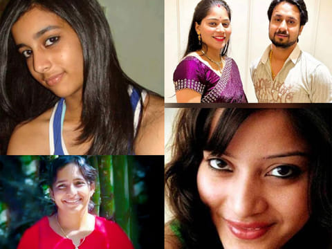 (left to right): Arushi Talvar,  Sonam and Raja Raghuvanshi (Meghalaya honeymoon murder case), Sheena Bora, and Jolly Joseph -- all involved in true-crimes in India