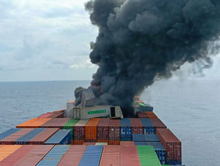 Singapore-flagged cargo ship catches fire off Kerala coast, 4 crew members missing