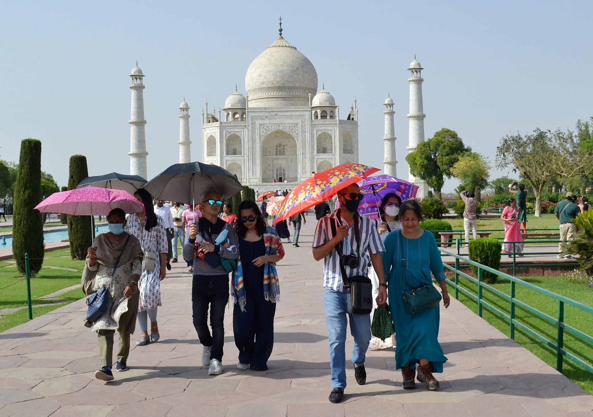 Despite the heat, the allure of the Taj Mahal continues to draw thousands of visitors every week. 