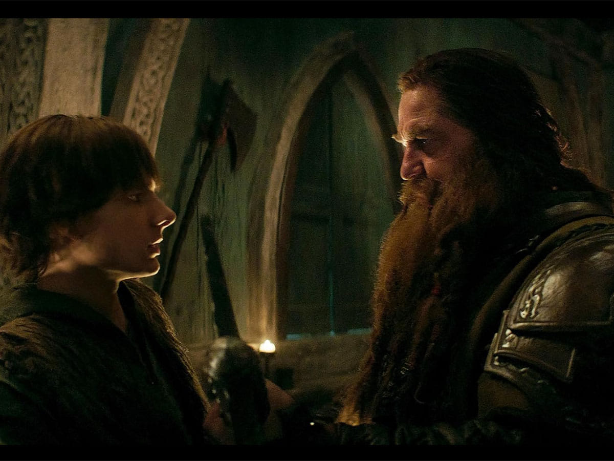 Gerard Butler and Mason Thames in How to Train Your Dragon (2025)