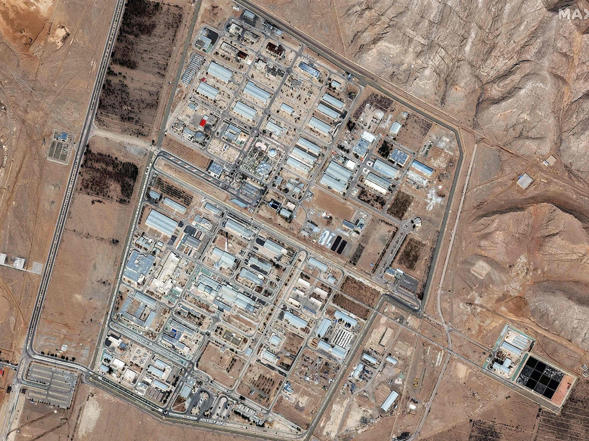 This handout satellite image provided by Maxar Technologies and taken on February 12, 2025 shows an overview of the Isfahan enrichment facility.   