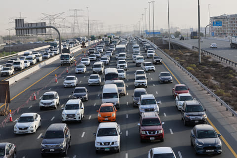 Multiple crashes along Emirates Road caused heavy traffic.