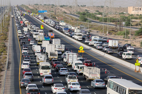 Morning gridlock: Dubai and Sharjah commuters face traffic delays on E11 road
