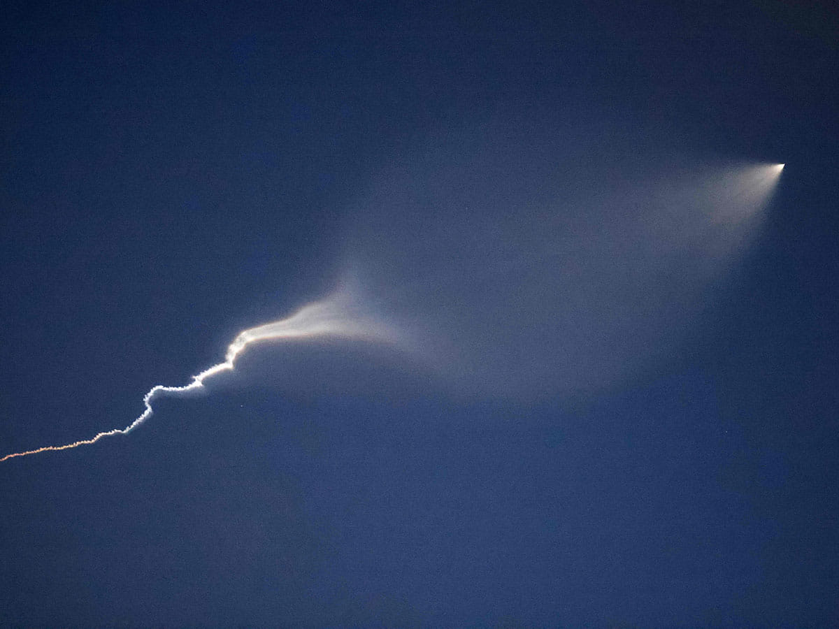 A missile is launched from Iran toward Israel on the sixth day of fighting between the two foes.
