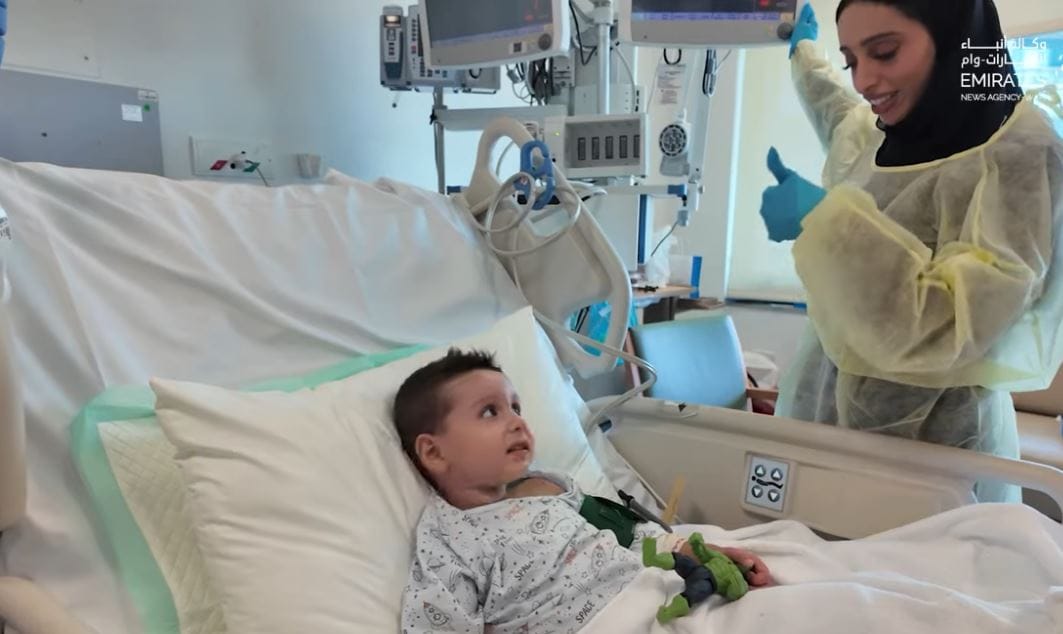 Three-year-old Hatim Awad was injured in an airstrike that hit his neighbourhood in Gaza.
