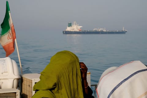An oil tanker in the Strait of Hormuz.