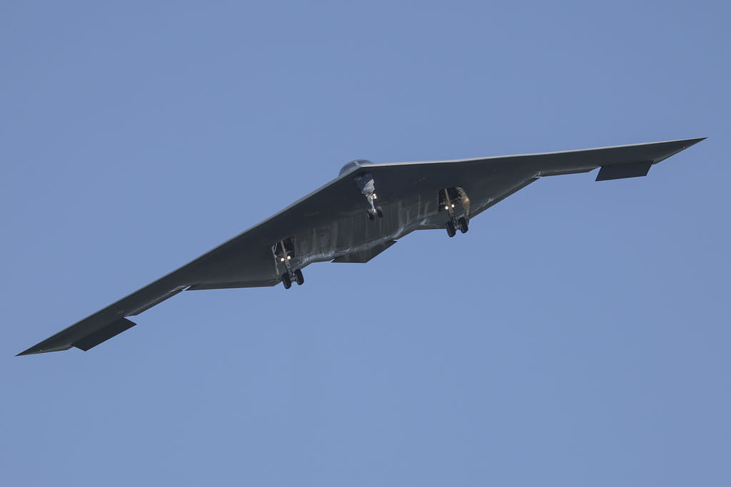 A B-2 bomber arrives at Whiteman Air Force Base Mo., Sunday, June 22, 2025. 