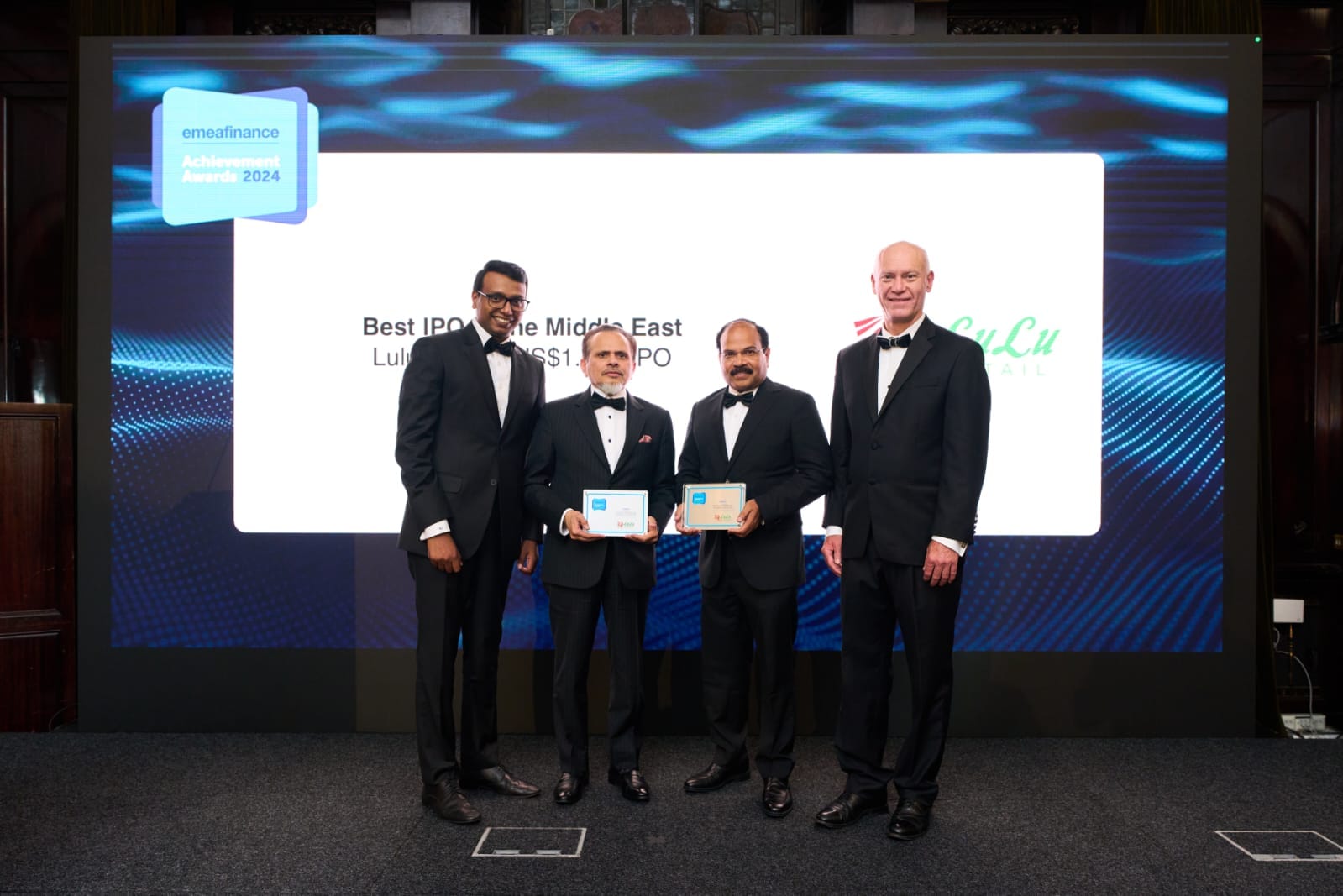 The award was received by Saifee Rupawala, CEO; Prasad KK, CFO; and Nidhin Jose, Group Company Secretary, at the EMEA Finance Achievement Awards ceremony in London.