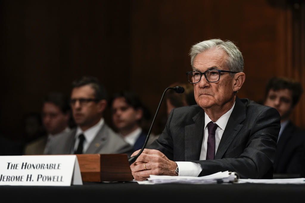 Federal Reserve Board Chairman Jerome Powell listens during a Senate Committee on Banking hearing, Wednesday, June 25, 2025, on Capitol Hill in Washington. 