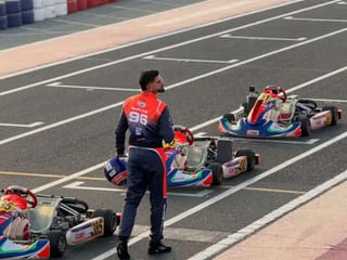 Indian cricketer Shreyas Iyer tries his hand at racing in Dubai