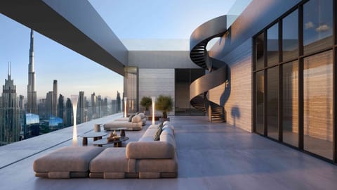 The terrace at The Observatory within Akala, one of the new set of skyscrapers on Dubai's SZR Road. 