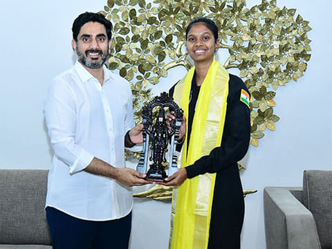 Andhra Minister Nara Lokesh congratulates Jahnavi Dangeti over her selection in the space mission.