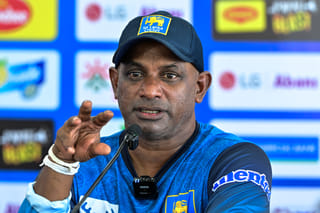 Sri Lanka's head coach Sanath Jayasuriya addresses a press conference at the R. Premadasa International Cricket Stadium in Colombo on July 4, 2025, on the eve of the second one-day international (ODI) cricket match between Sri Lanka and Bangladesh.