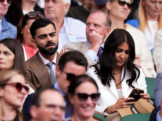 Virat Kohli and Anushka Sharma attend Novak Djokovic's match at Wimbledon