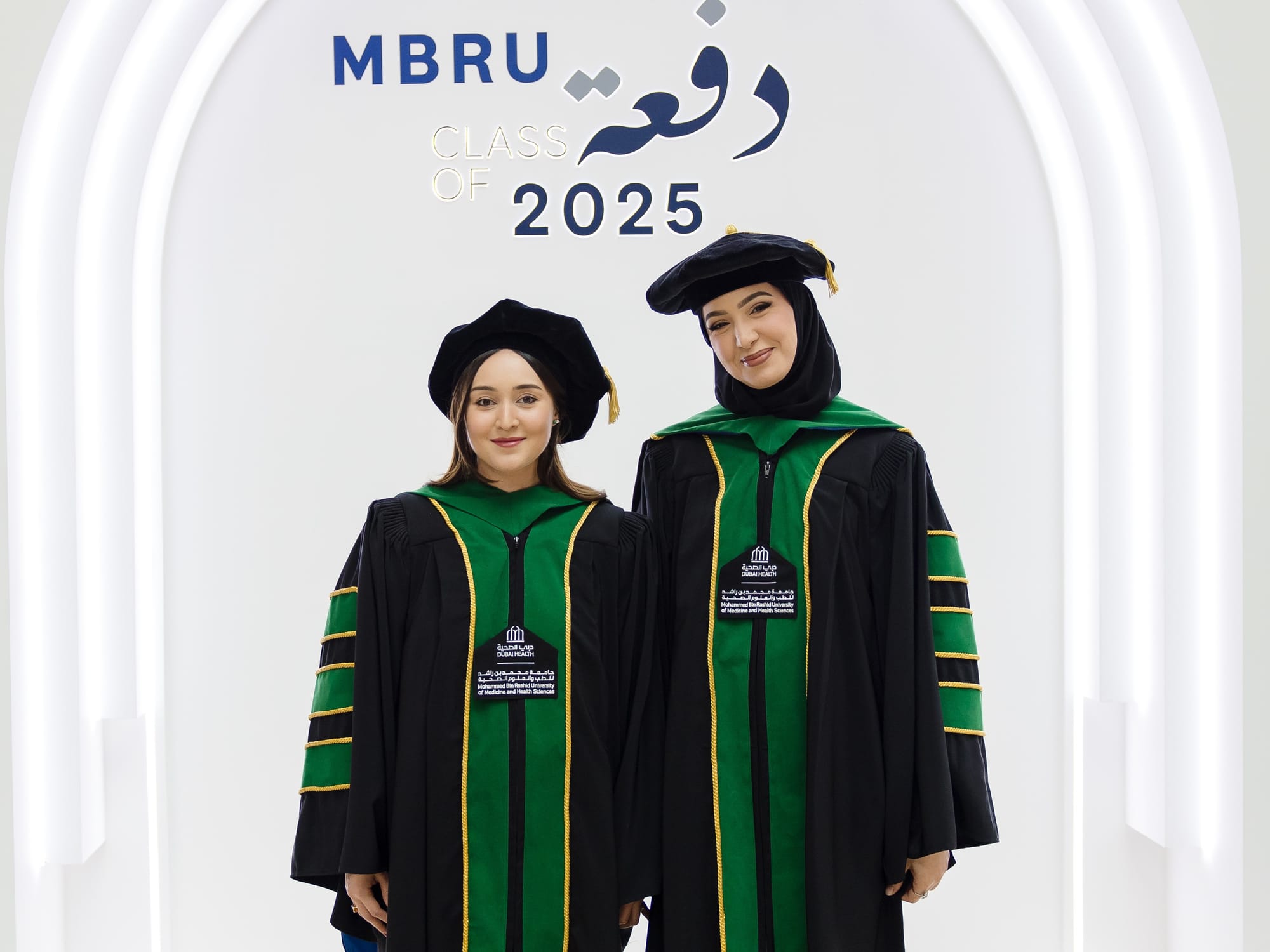 Shakhzada Ibragimova and Syrine Nouara Boucherabine, the first PhD graduates in Biomedical Sciences from MBRU, led groundbreaking research in cancer therapy and antimicrobial resistance.