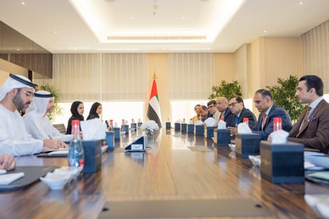 Pakistani delegation led by State Minister Bilal Azhar Kayani holds meeting with UAE Minister for Financial Affairs Mohammad bin Handi Al Husaini on Wednesday in Abu Dhabi