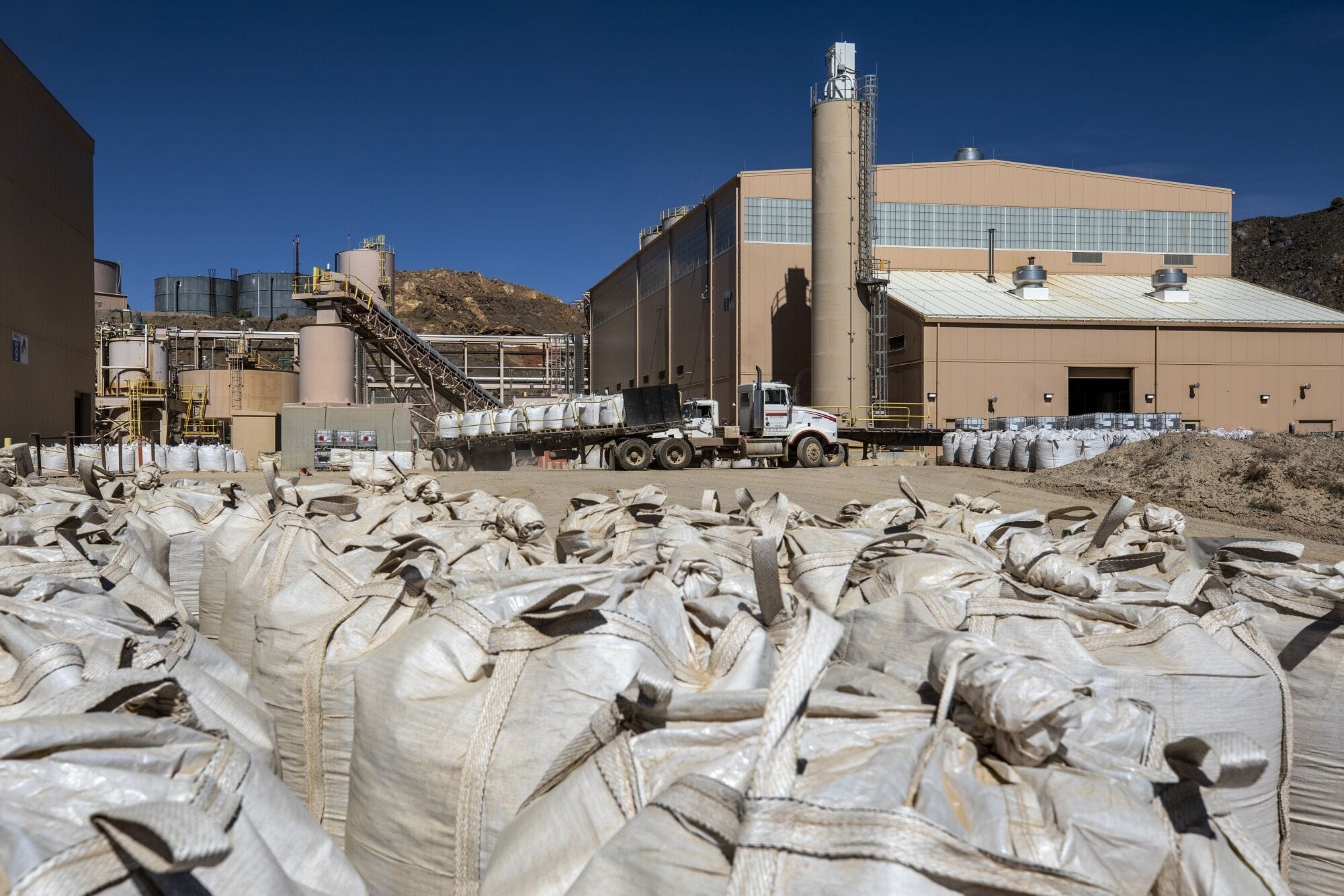 The Mountain Pass Mine facility in the US. China leveraged its dominance of the supply chain to retaliate against American tariffs with export controls, adding impetus to US efforts to build up a domestic alternative. 
