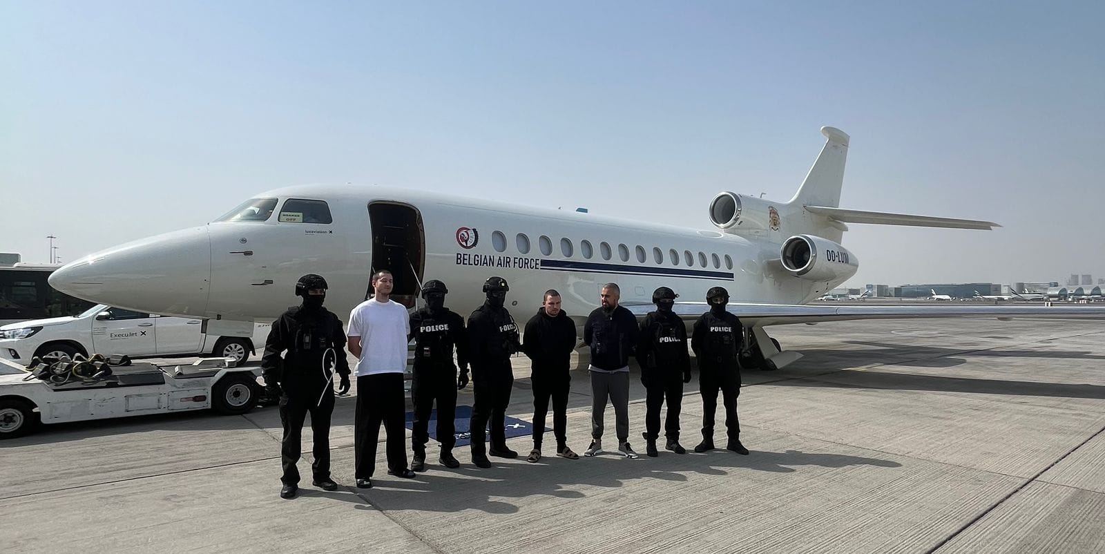 The suspects—Mathias Akyazili, Giorgi Faes, and Othman El Ballouti—were apprehended in Dubai based on Interpol red notices.