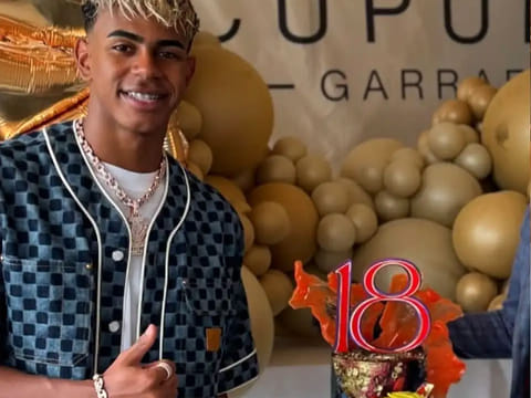 Lamine Yamal at his birthday party at a restaurant on July 12, 2025. 