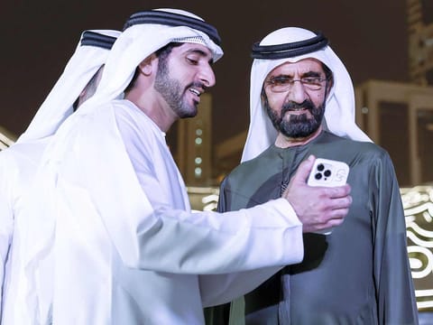 Sheikh Mohammed bin Rashid Al Maktoum with Sheikh Hamdan bin Mohammed bin Rashid Al Maktoum