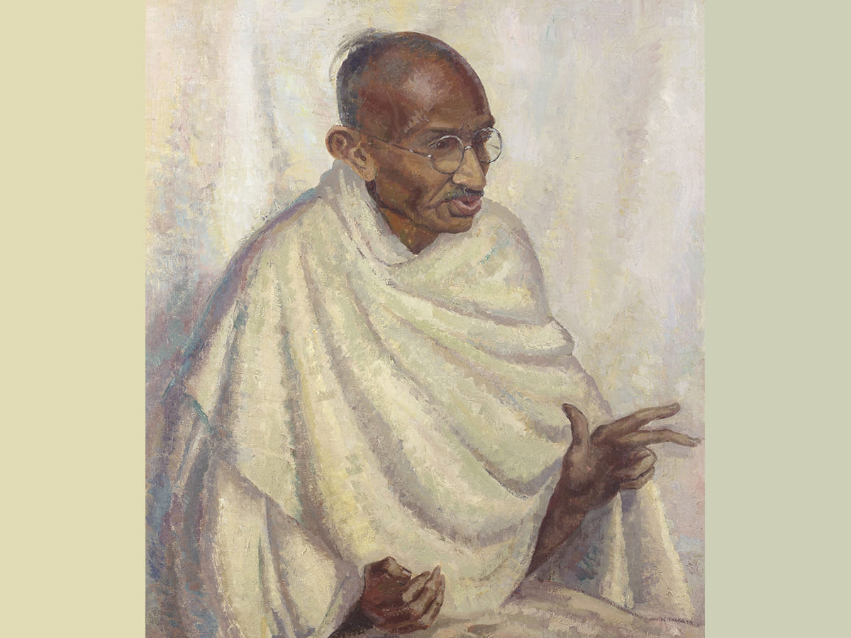 A portrait of Mahatma Gandhi by Clare Leighton sold for £152,800 at Bonhams on July 15, 2025.