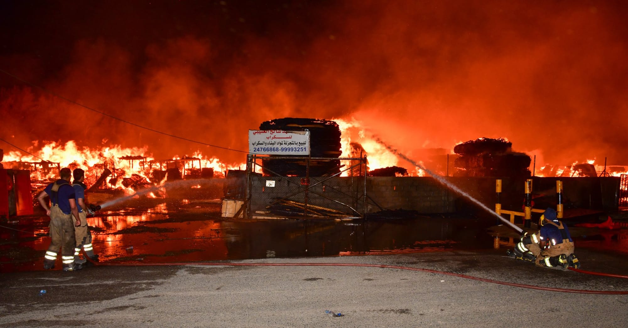 The fire tore through areas storing flammable materials, including wood, ceramic, metal, and paint