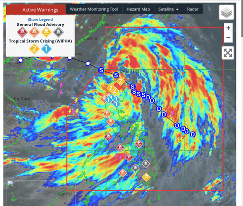 A satellite composite photo shows the path being taken by Tropical Cyclone Crising, as of July 18, 2025.