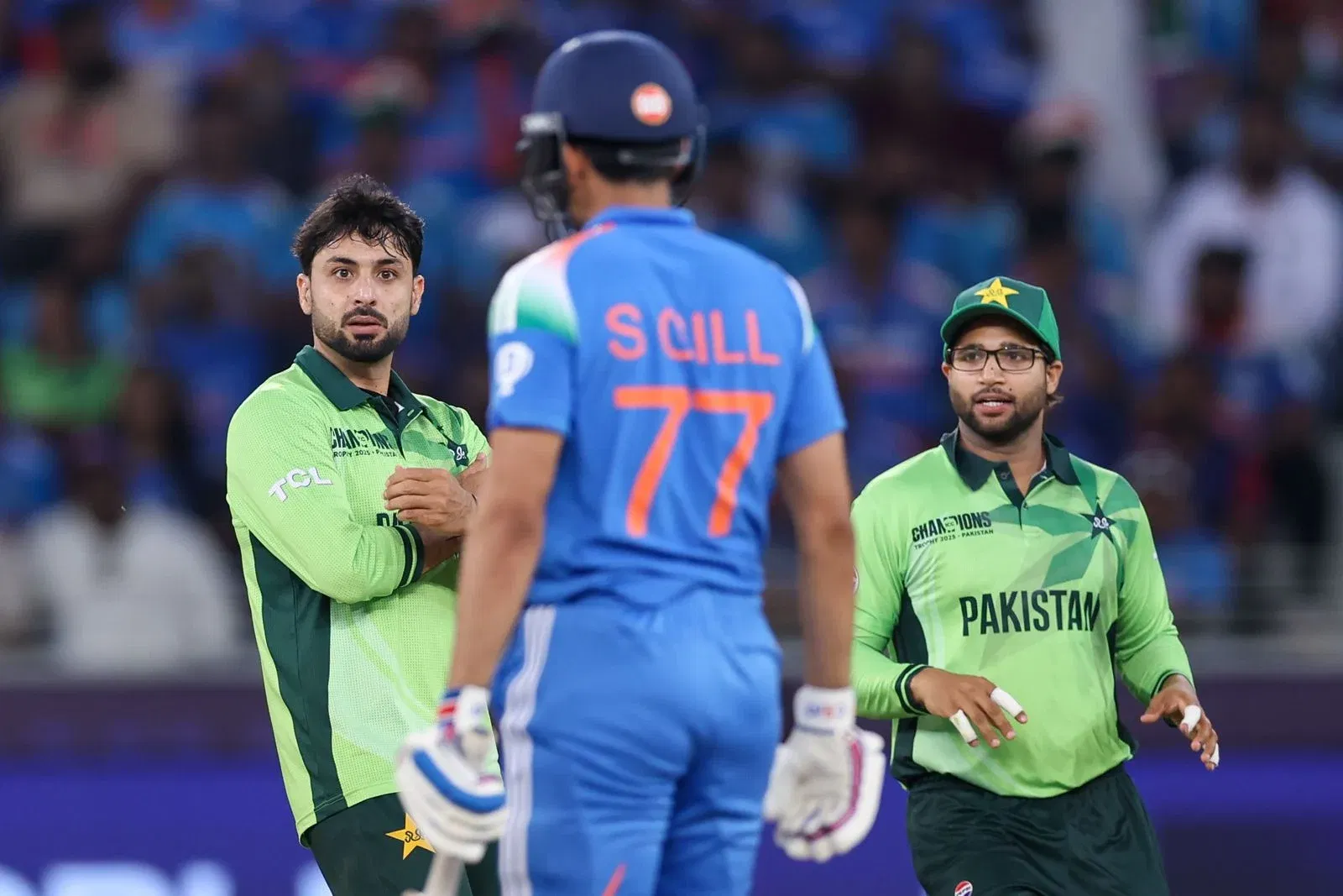 Pakistan bowler Abrar Ahmed celebrates after dismissing India's Shubman Gill during the Champions Trophy in Dubai earlier this year. Once again UAE will see the India-Pakistan clash during the Asia Cup.