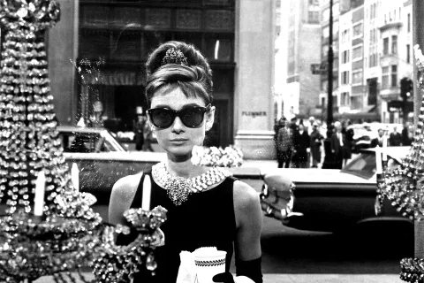 Audrey Hepburn in Breakfast at Tiffanys: One of her most famous films. 