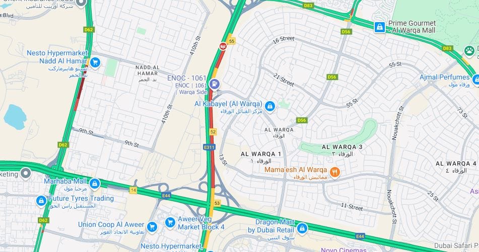 Google Maps continues to show congestion in the area.