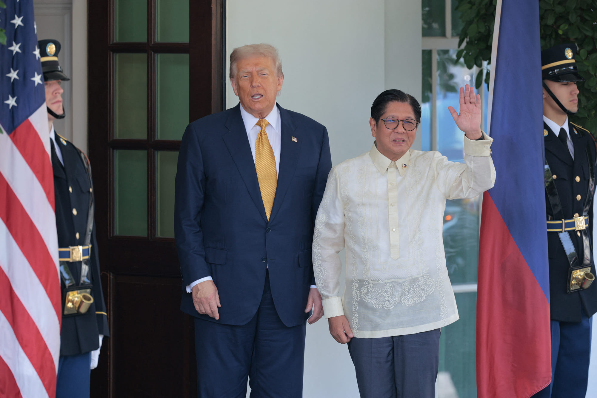 US President Donald Trump greets Philippine President Ferdinand Marcos Jr. at the White House on July 22, 2025 in Washington, DC.  