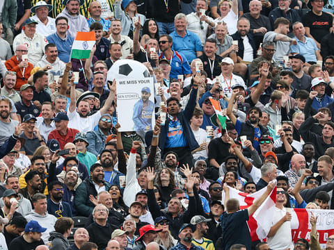 Supporters cheer on day one of the fourth Test between England and India at Old Trafford in Manchester on Wednesday.