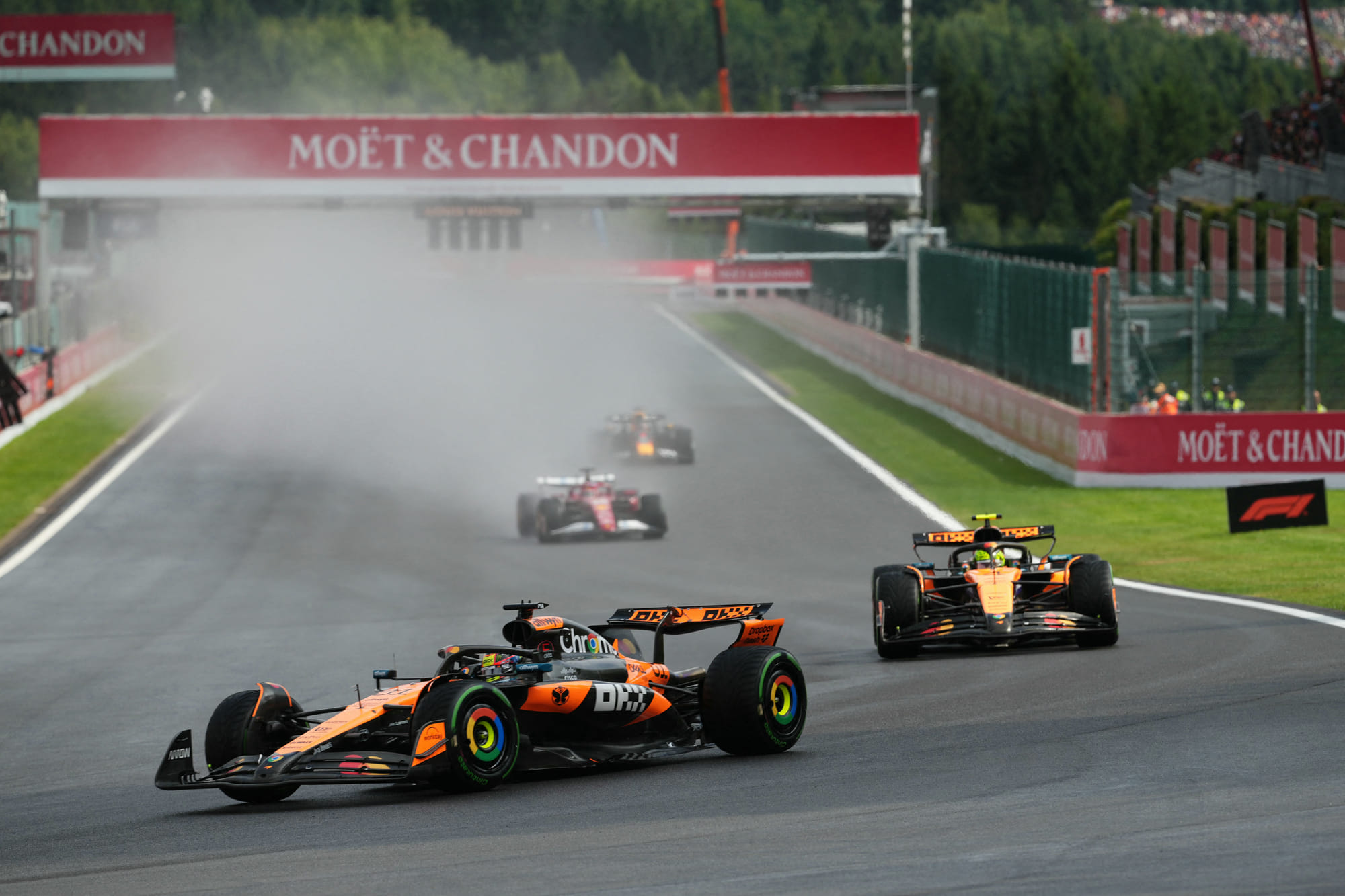 Oscar Piastri held off his McLaren teammate Lando Norris to win the Belgian Grand Prix on Sunday.