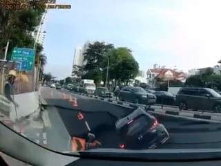 Video: Car swallowed by sinkhole in Singapore's Tanjong Katong Road