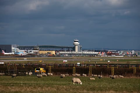 Outbound flights from key airports including Gatwick (above), Manchester, Edinburgh, and Birmingham were delayed.