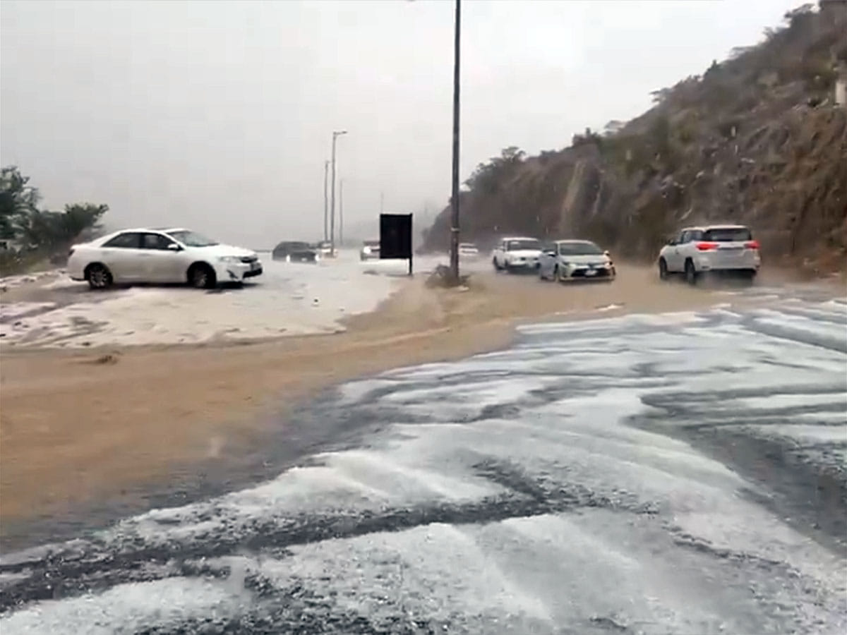 Abha was one of the areas that saw hail and a drop in temperature to 18°C