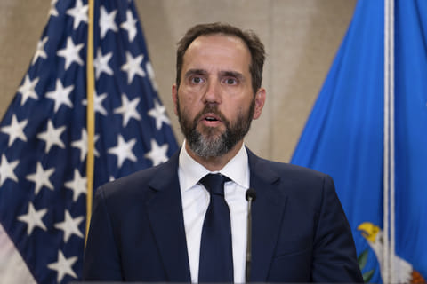 Special counsel Jack Smith speaks to the media about an indictment of former President Donald Trump, Aug. 1, 2023, at an office of the Department of Justice in Washington.