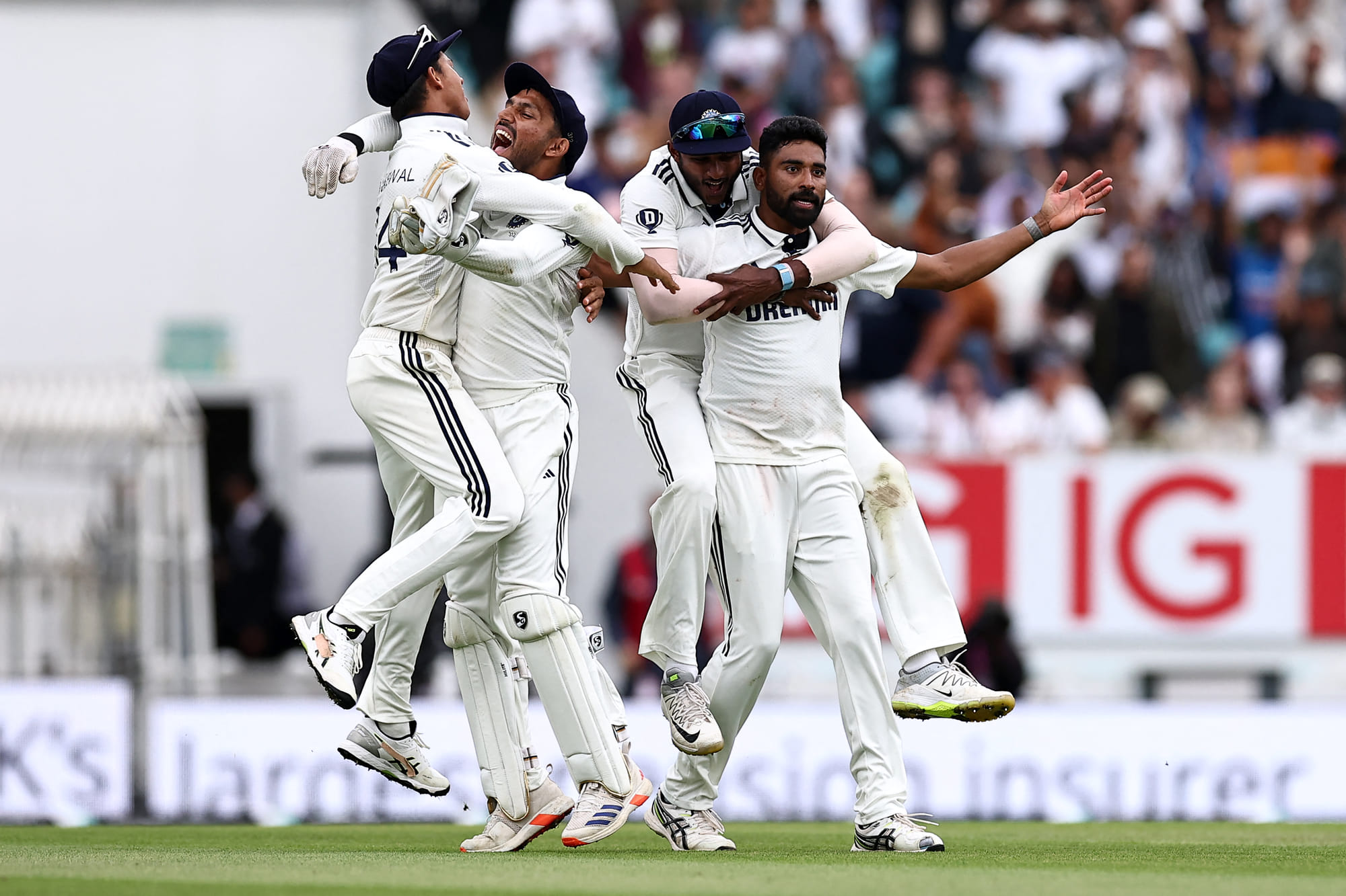 India's Mohammed Siraj (right) celebrates after dismissing England's Gus Atkinson to give India a pulsating win at The Oval in London on Monday.