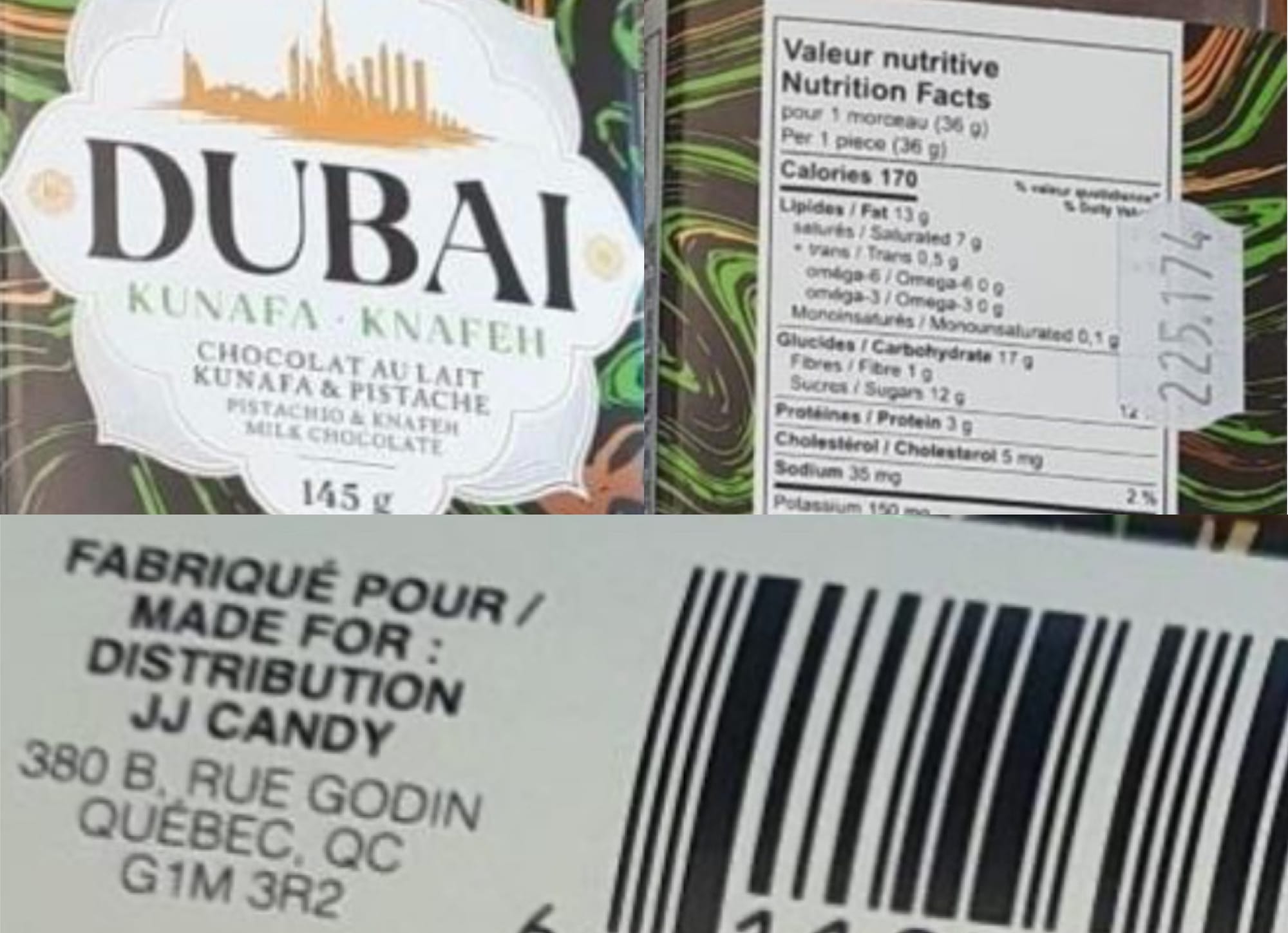 Images of the recalled product released by the Canadian authorities 
