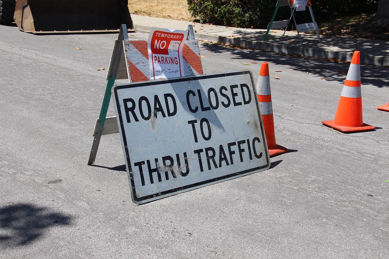 Road Closed constructin Detour STOCK