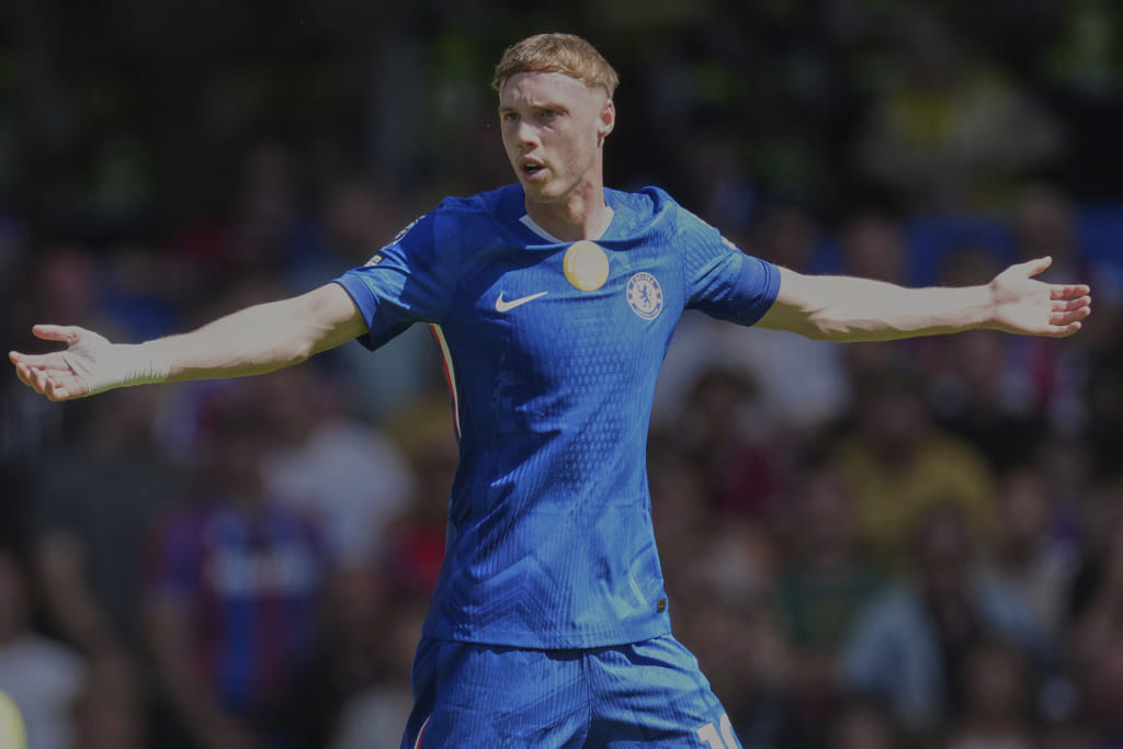 Chelsea's Cole Palmer reacts during the Premier League soccer match against Crystal Palace in London, Sunday, August 17.