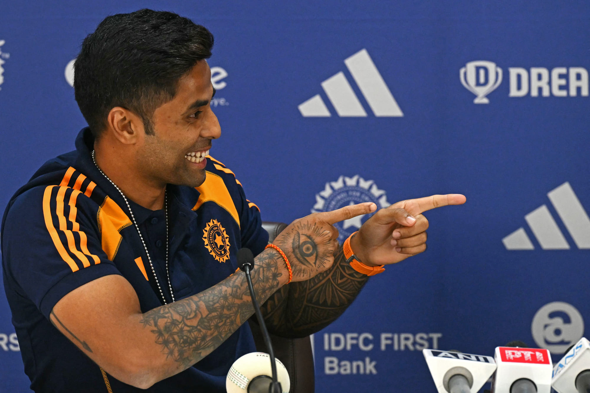 Indian cricket captain Suryakumar Yadav speaks during a press conference to announce T20 squad for upcoming Men’s Asia Cup, in Mumbai on August 19, 2025.