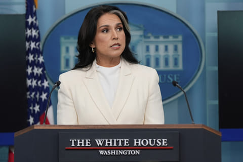 Director of National Intelligence Tulsi Gabbard speaks with reporters in the James Brady Press Briefing Room at the White House, Wednesday, July 23, 2025, in Washington.