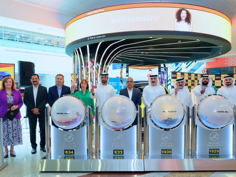 Dubai Duty Free officials at the Finest Surprise draw for luxury vehicles