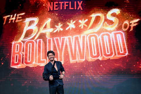 Bollywood actor Shah Rukh Khan hosts a preview of his son Aryan Khan’s directorial debut, Netflix’s series 'The Ba***ds of Bollywood’, in Mumbai on 20 August, 2025.