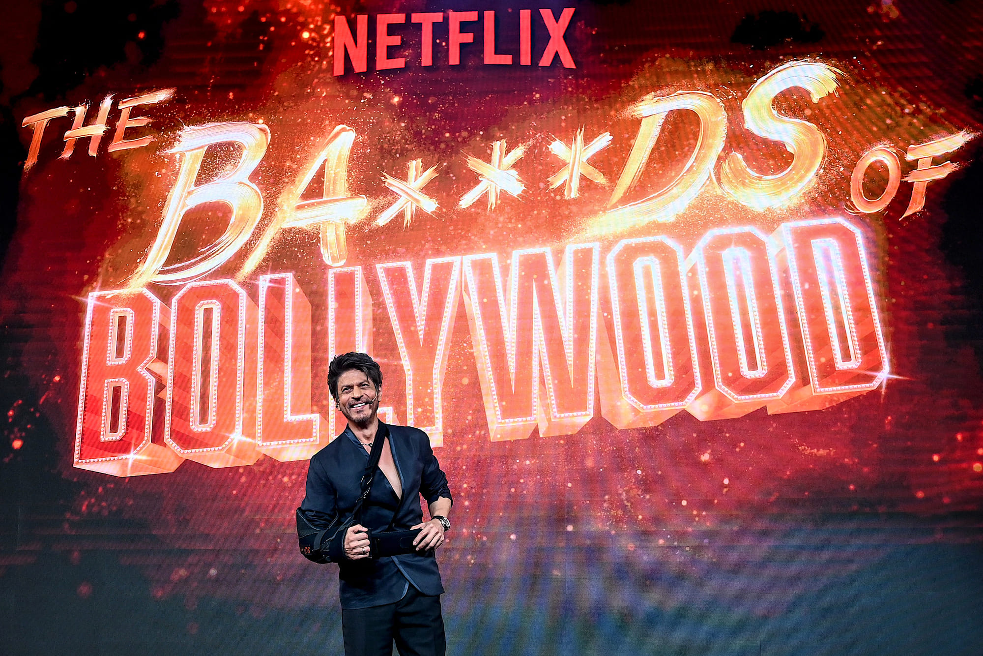 Bollywood actor Shah Rukh Khan hosts a preview of his son Aryan Khan’s directorial debut, Netflix’s series 'The Ba***ds of Bollywood’, in Mumbai on 20 August, 2025.