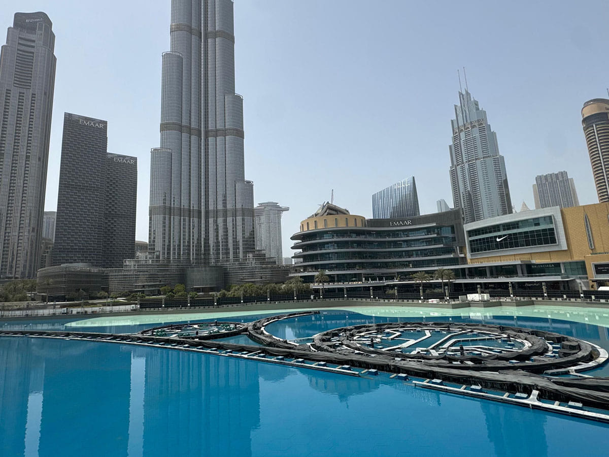 Dubai Mall fountain renovation work in progress