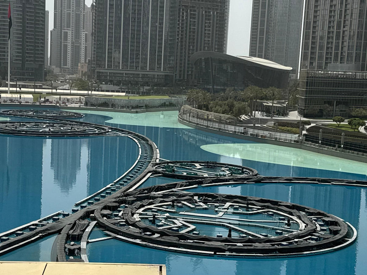 Dubai Mall fountain renovation work in progress